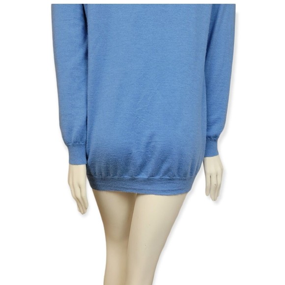 Eric Bompard 100% Cashmere Soft Cardigan V-Neck Classic Front Patch Pockets Blue - Picture 6 of 12